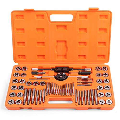 HORUSDY 60-Piece Master Tap and Die Set | SAE Inch and Metric Sizes | for Coarse and Fine Threads Tools