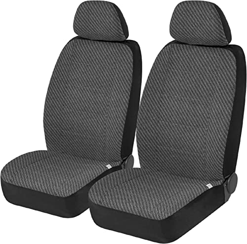 Road Comforts Front Car Seat Covers Low Back - Made with Polyester Cotton Twill - Airbag Compatible, Universal Fits Car, Truck, SUV, Vans(Dark Gray)