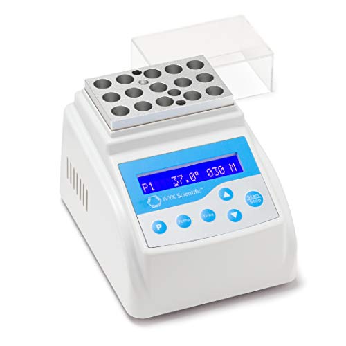 Mini Dry Bath Incubator RT to 100C,  0.3C Accuracy, Programmable with Timer, with 15 x 1.5 mL Heating Block