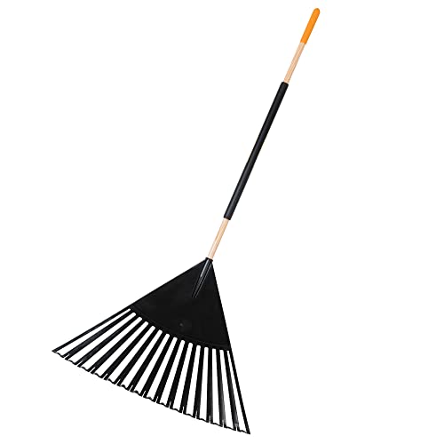 True Temper 20212011 Clog Free Leaf Rake with Hardwood/Steel Handle, 30 in. for Leaves, Grass, Clippings, Twigs, Pine Needles, Acorns, Debris,Black