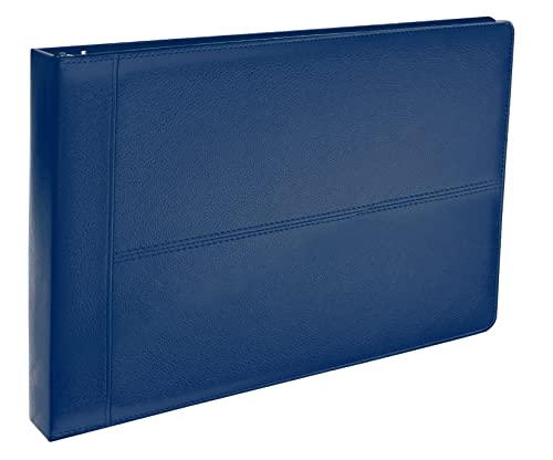 7 Ring Executive Check Binder with Zipper Pouch, Textured Premium Leatherette Cover, for 9 x 13" 3 Per Page Business Checks, 600 Check Capacity Checkbook Holder, by Gold Seal (Blue)