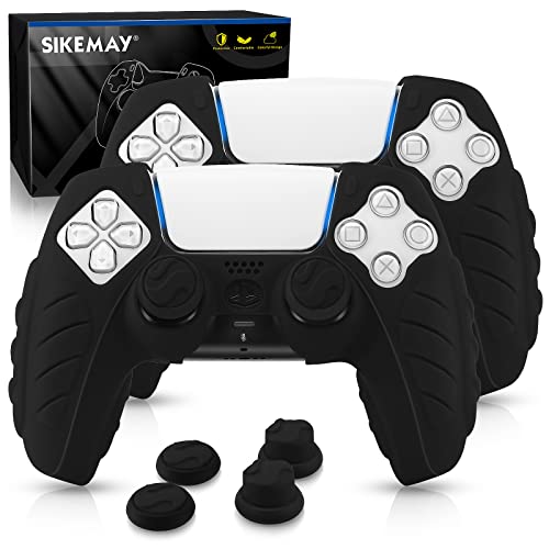 SIKEMAY Anti-Slip PS5 Controller Cover, Soft Silicone Protective Case for Playstation 5 Controller, PS5 Controller Skin for Playstation 5 DualSense Wireless Controller, 2 Pack with 4 x Thumb Grip Caps