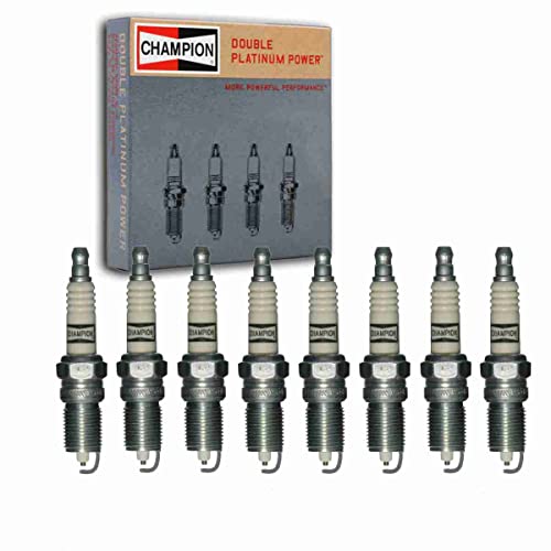 8 pc Champion Double Platinum Spark Plugs compatible with Chevrolet Silverado 1500 4.8L 5.3L 6.0L 6.2L V8 1999-2013