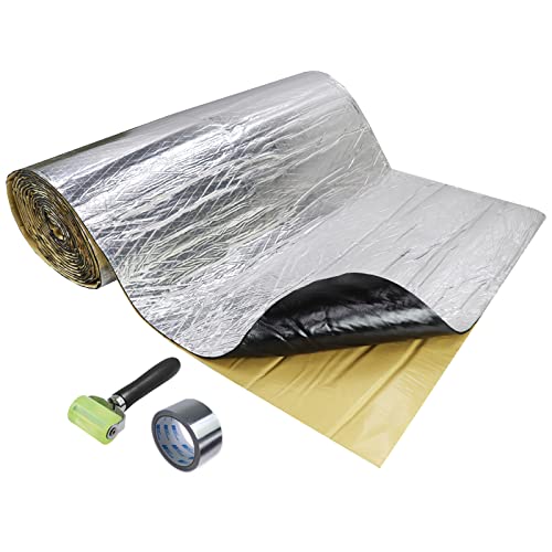 BuyUneed 230 mil Auto Heat Shield Insulation Effective Sound Deadening Material with Installed Rollers ,Tapes - Easy to Cut (304"x39"-82.3sqft)