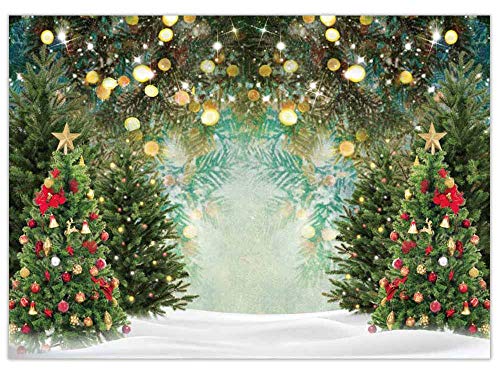 Allenjoy 7x5ft Christmas Wonderland PineTree Backdrop Glitter Polka Spot Winter Snowfield Photography Background Family Festival Celebration Baby Kids Birthday Party Selfie Pictures Photo Booth Props