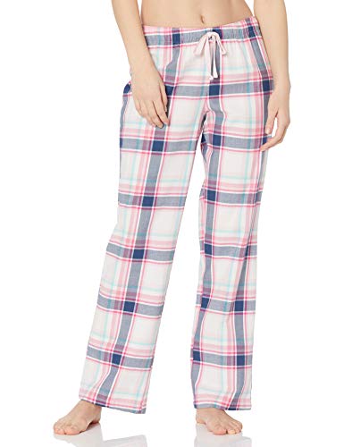 Amazon Essentials Women's Flannel Sleep Pant (Available in Plus Size), White/Pink, Plaid, Medium