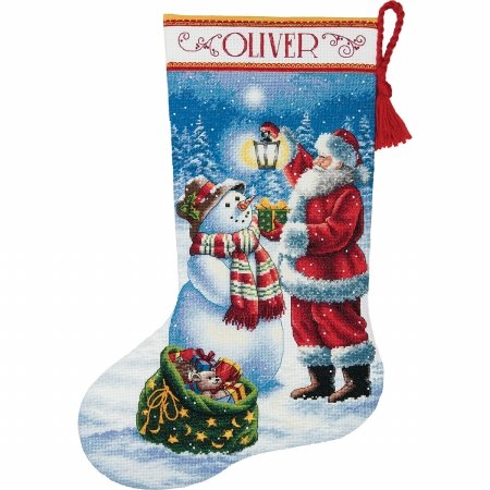 Dimensions 70-08952 Gold Collection Holiday Glow Stocking Counted Cross Stitch Kit44; 16 in. - Long 18 Count