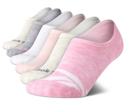 Reebok Women's 6 Pack No Show Liner Socks with Non-Slip Grip, Size Shoe Size: 4-10 , Pink Assorted