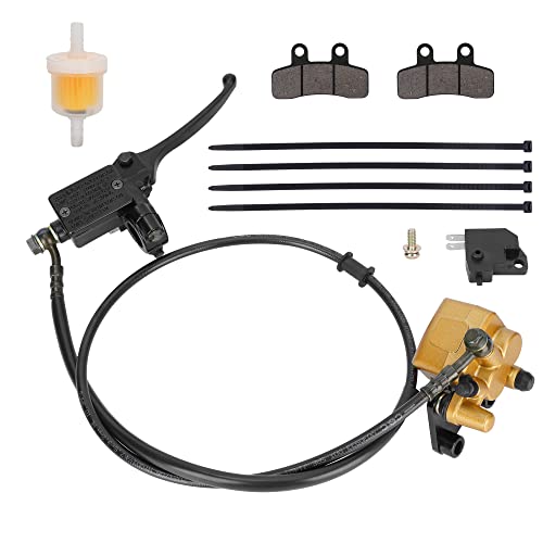 Front Disc Hydraulic Brake Master Cylinder Caliper Kit with Brake Pads for 50cc 70cc 90cc 110cc 125cc SSR Taotao Coolster SDG Pitster Pro DHZ Chinese Mini Pit Dirt Bike