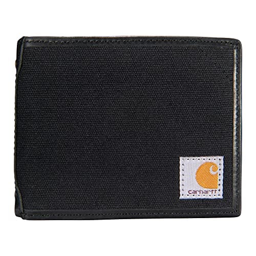 Carhartt Men's Billfold Wallet, Canvas Leather Trim (Black), One Size