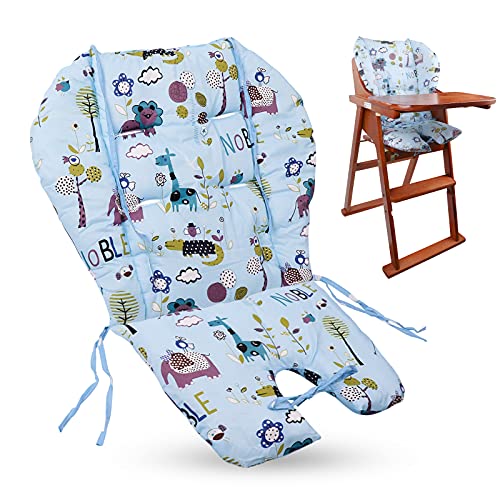 High Chair Pad,high Chair Cover/seat Cushion, Light and Breathable, Soft and Comfortable, Cute Pattern, Suitable for Most High Chairs, Baby Dining Chairs (Animal Pattern on Blue Background)