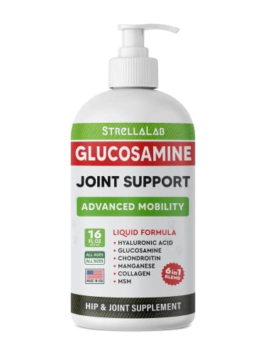 Liquid Glucosamine for Dogs (16 oz) - Joint Supplement w/Chondroitin, MSM, Collagen - Advanced Mobility Formula - Joint Pain Relief - Hip & Joint Care - Easy to Serve Drops - Made in USA