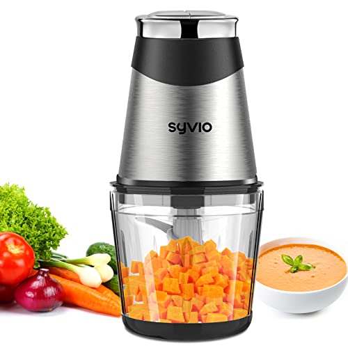 Syvio Mini Food Processors, Baby Food Chopper with 4 Bi-Level Blades, Mini Electric Food Chopper 400W, for Baby Food, Meat, Onion, Vegetables, 2 Speed, 2.5 Cup