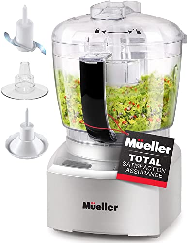 Mueller Ultra Prep Food Processor Chopper for Dicing, Grinding, Whipping and Pureeing  Mini Food Chopper Electric for Vegetables, Meat, Grains, Nuts and Whisk for Eggs and Cream