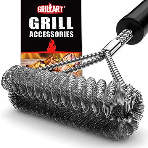 GRILLART Grill Brush Bristle Free & Wire Combined BBQ Brush - Safe & Efficient Grill Cleaning Brush- 17" Grill Cleaner Brush for Gas/Porcelain/Charbroil Grates - BBQ Accessories Gifts for Men