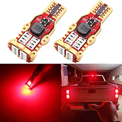 PHINLION 912 921 906 Red Center High Mount Stop Light LED Bulbs Super Bright 4014 24-SMD Chipsets Wedge T15 904 922 Replacement Lamp for Interior Map Dome 3rd Brake Light