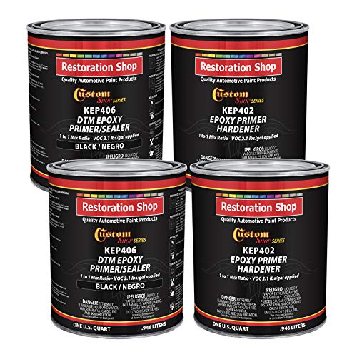 Custom Shop - Black Epoxy Primer/Sealer 2.1 VOC (Gallon Kit) Anti-Corrosive DTM High-Performance Primer for Automotive and Industrial use Kit = 2 Qt. Epoxy Primer + 2 Qt. Epoxy Hardener (1-1 Mix)