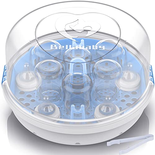 Bellababy Baby Bottle sterilizer Microwave Steam Sterilizer for Baby Bottles, Pacifier, Breast Pumps Accessories, Large Capacity, 99.99% Disinfection in 2 Mins