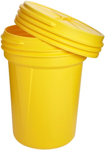 Eagle 30 Gallon High Density Polyethylene Lab Pack Barrel Drum with Plastic Screw-on Lid, 28.25" Height, 22.5" Diameter, Yellow, 1600SL