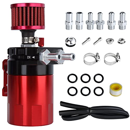 Universal Car Oil Catch Can Kit Polish Baffled Automotive Reservoir Tank 300ml with Breather Aluminum Compact Dual Cylinder