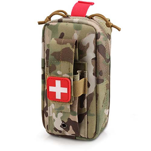 LIVANS Tactical MOLLE Medical Pouch, Rip-Away EMT First Aid Pouch IFAK Trauma Kit Everyday Carry Survival Bag Include Cross Patch (CP Camo) (LV-0102)