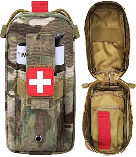 Upgrade 1000D Tourniquet Holder, VVIITOP Small Trauma Kit, Portable Tactical First Aid Pouch with Molle System IFAK Medical Pouch, Emergency EMT Med Kit for Camping and Hiking (Camouflage)