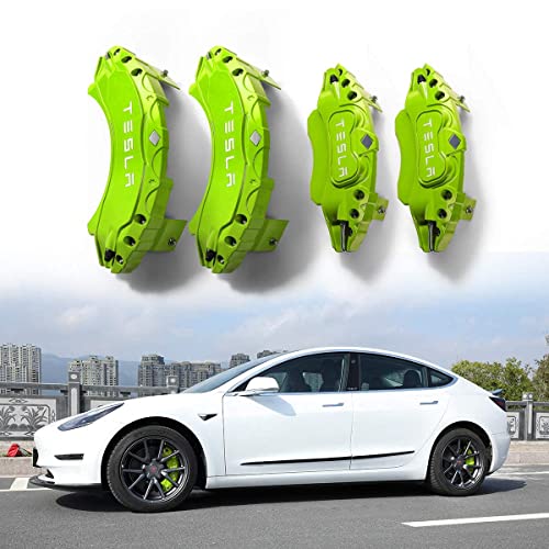 OFUNGO 4 Pcs Car Caliper Covers, for Tesla Model 3 2016-2022 Custom Special Aluminum Alloy Brake Caliper Cover, Styling Modification Decoration Accessories,green-20inches