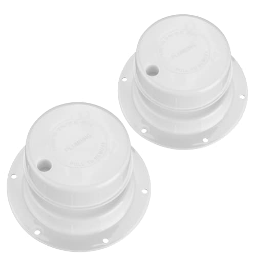 luxlead RV Plumbing Vent Caps - Camper Vent Cap Replacement for RV Trailer Camper Motorhome, RV Roof Sewer Vent Cover Caps Kit for 1 to 2 3/8 Inch Pipe - White-(2 Pack)