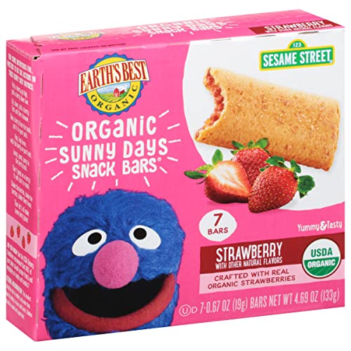 Earth's Best Organic Sunny Days Snack Bars for Toddlers Strawberry with Other Natural Flavors, 0.67 Oz, 7 Ct