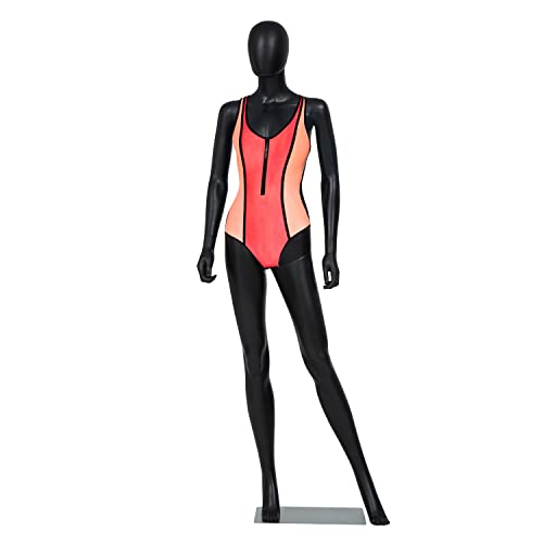 Kinfant Female Mannequin Dress Form Display Manikin Torso Stand Realistic Full Body Mannequin for Retail Clothing Shops, Bridal Shop, Halloween Christmas Cosplay, Black