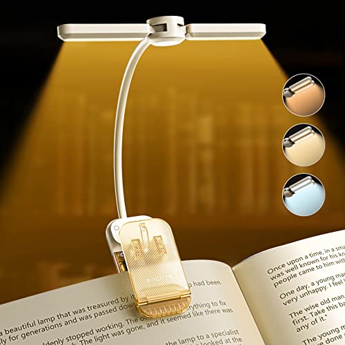 enclize Reading Light, Rechargeable Book Light for Reading in Bed, 180Adjustable Light Head- Eye Caring 3 Color Temperature & Stepless Dimming, Ideal for Reading Lovers