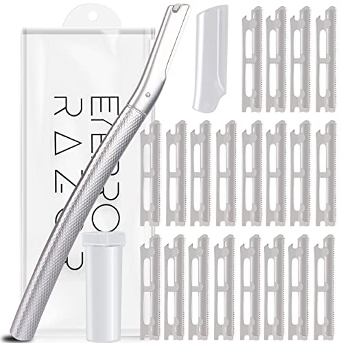 Eyebrow Razor for Men and Women, Dermaplaning Tool, Silver Diamond Anti-Slip Textured Handle,Stainless Steel Eyebrow Trimmer, Women Facial Razor for Hair Removal (Eyebrow Trimmer + Blade)