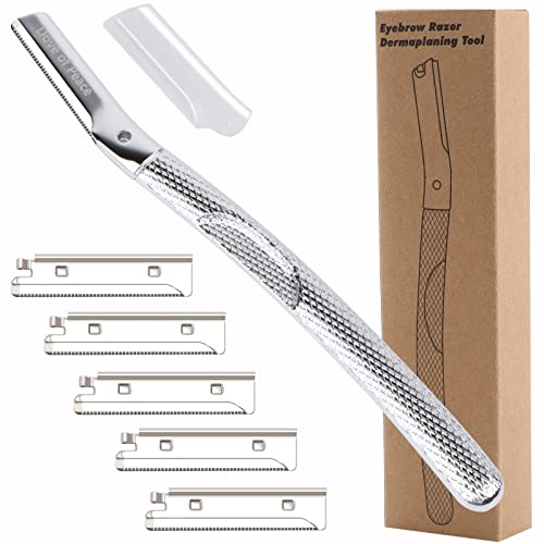 Dermaplaning Tool Beauty,Metal eyebrow knife, face hair cleaning tool, Women's Shaving Razors & Blades (Jewel silver)