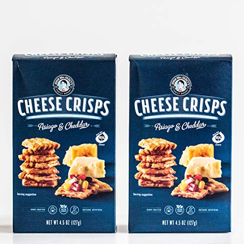 John Wm Macy's Cheese Crisps - Asiago & Cheddar Cheese Crackers - 4.5 Ounce - Sourdough CheeseCrisps Crackers Made with Real Aged Cheese - Entertainment Crackers & Gourmet Savory Snacks - 2 Pack Combo