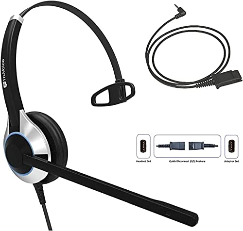 TruVoice HD-500 Deluxe Single Ear Headset with Noise Canceling Microphone and 2.5mm Cable for Cisco SPA303, SPA502g, SPA504g, SPA508g, SPA509g, SPA514g, SPA525g and Phones with a 2.5mm Headset Port