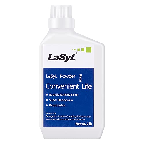 LaSyL Super Absorbent Powder - 100 Use, Solidify Body Fluids in 1 Min - Easy to Port Waste Liquid - for Camping Portable Toilet, Bedside Commodes, Pet Toilet etc-2LB