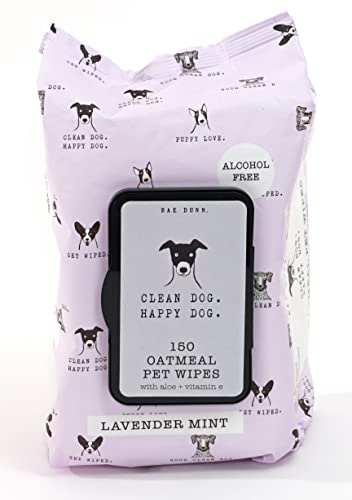 Rae Dunn Oatmeal Pet Wipes, Alcohol Free with Aloe and Vitamin E, Unscented, 150 Count