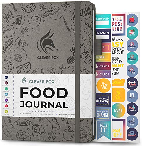 Clever Fox Food Journal - Daily Food Diary, Meal Planner to Track Calorie and Nutrient Intake, Stick to a Healthy Diet & Achieve Weight Loss Goals. Undated - Start Anytime. A5, Hardcover - Grey