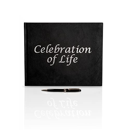Hudson Creations Celebration of Life Funeral Guest Book - Memorial Service Registry with Hardcover Signing Guestbook - 124 Pages, Space for Name, Address, Prayers & Memories
