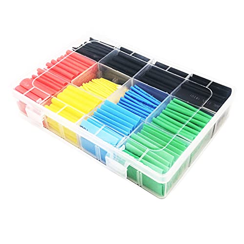 Long Leaf 530 pcs Heat Shrink Tubing Kit,Waterproof Heat Shrink Tubes Wire Wrap,Self-Solder Wire Connectors,Multicolor Assortment Marine Grade Repair Wire Cable with Storage Case(5 Colors 12 Sizes)