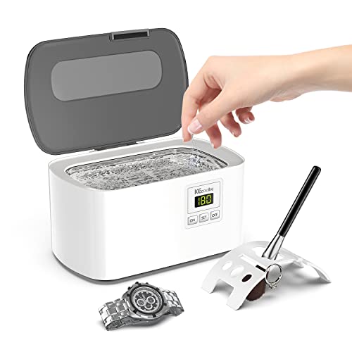 KECOOLKE Ultrasonic Jewelry Cleaner with Degas, 600ml Sonic Cleaner with Digital Timer for Eyeglasses, Rings, CoinsSilverDenture Ultrasonic Cleaner Solution for Gifts