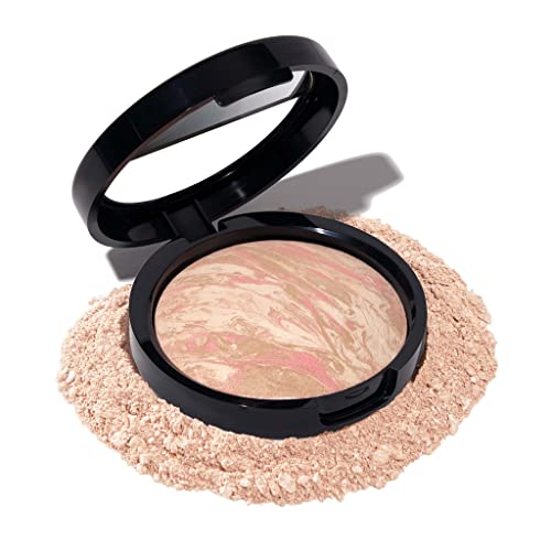 LAURA GELLER NEW YORK Award-Winning Baked Balance-n-Brighten Color Correcting Powder Foundation - Porcelain - Buildable Light to Medium Coverage - Demi-Matte Natural Finish