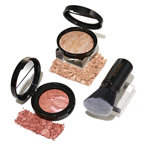 Blush-n-Glow Kit (3 PC): LAURA GELLER NEW YORK Baked Balance-N-Glow Illuminating CC Powder Foundation Fair, Retractable Kabuki Brush, Baked Blush-N-Brighten Pink Grapefruit