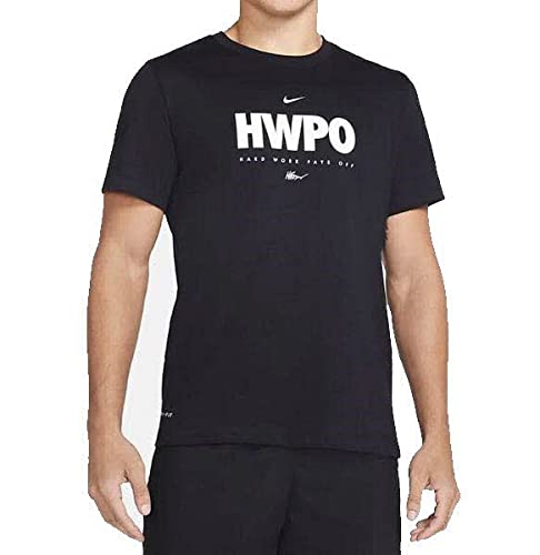 Nike Men's HWPO Hard Work Pays Off Crossfit Training T Shirt (Medium, Black/White)