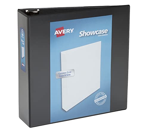 Avery Economy Showcase View 3 Ring Binder, 3" Round Rings, 1 Black Binder (19750)