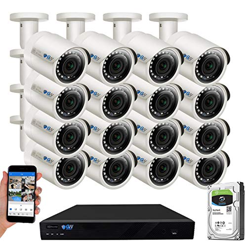 GW Security 16 Channel 4K NVR 5MP POE Audio & Video Smart AI Security Camera System - 16 x 5MP 1920P Weatherproof Bullet Cameras, Built in Microphone, Pre-Installed 4TB Hard Drive