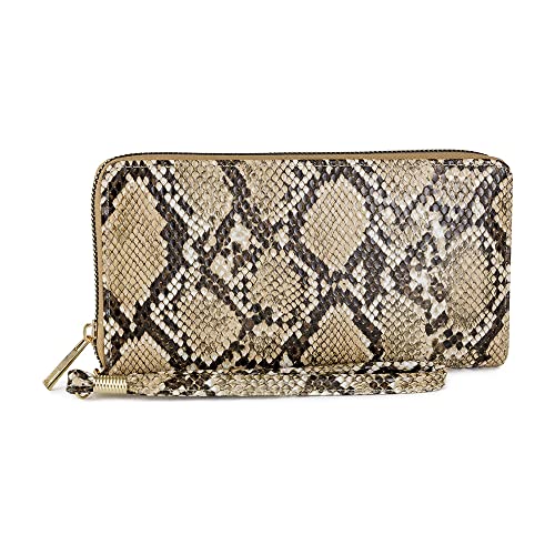 Rebecca & Rifka Faux Python Snakeskin Zip Around Wristlet Wallet