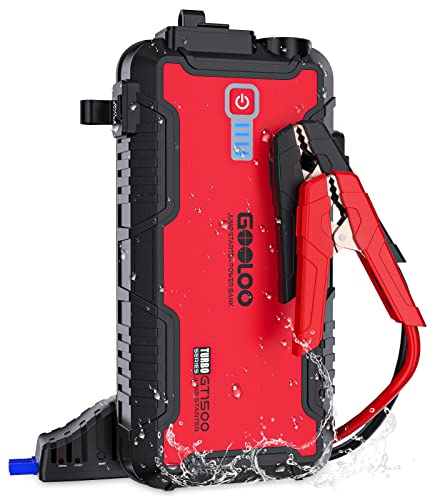 GOOLOO Jump Starter Battery Pack - 1500A Peak Car Jump Box, Water-Resistant Battery Booster for Up to 8.0L Gas or 6.0L Diesel Engine,12V SuperSafe Portable Jumper Starter with Quick Charge,Type C Port