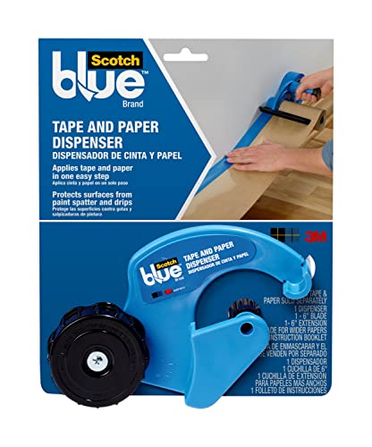 ScotchBlue Painter's Tape and Paper Dispenser, Applies Masking Paper with Painters Tape to Protect and Cover Surfaces, Tape Dispenser Includes Plastic Blade, Fits 12 Inch Masking Paper