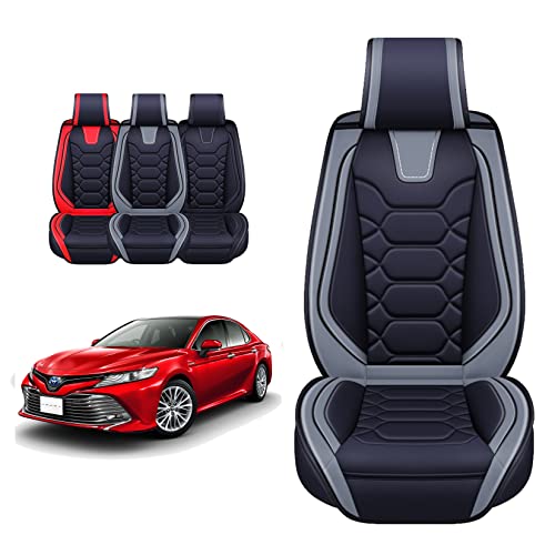 OASIS AUTO Toyota Camry Accessories Seat Covers 2012-2025 Custom Fit Leather Cover Protector Cushion (Full Set, Gray)